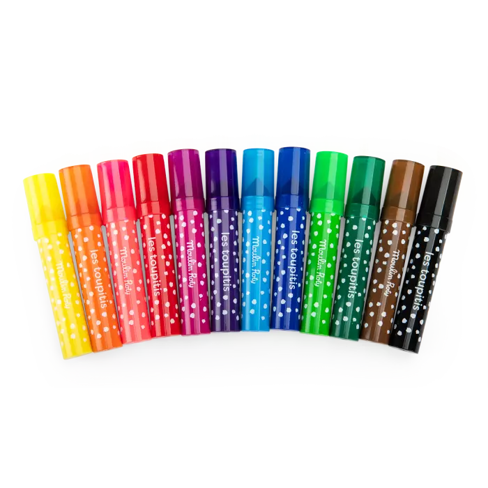 12 gros feutres à pointes coniques Les toupitis - Moulin roty