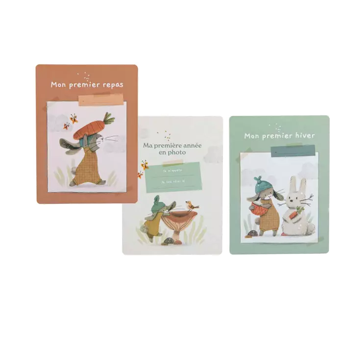 Cartes étapes Mes 12 premières fois trois petits lapins - Moulin roty
