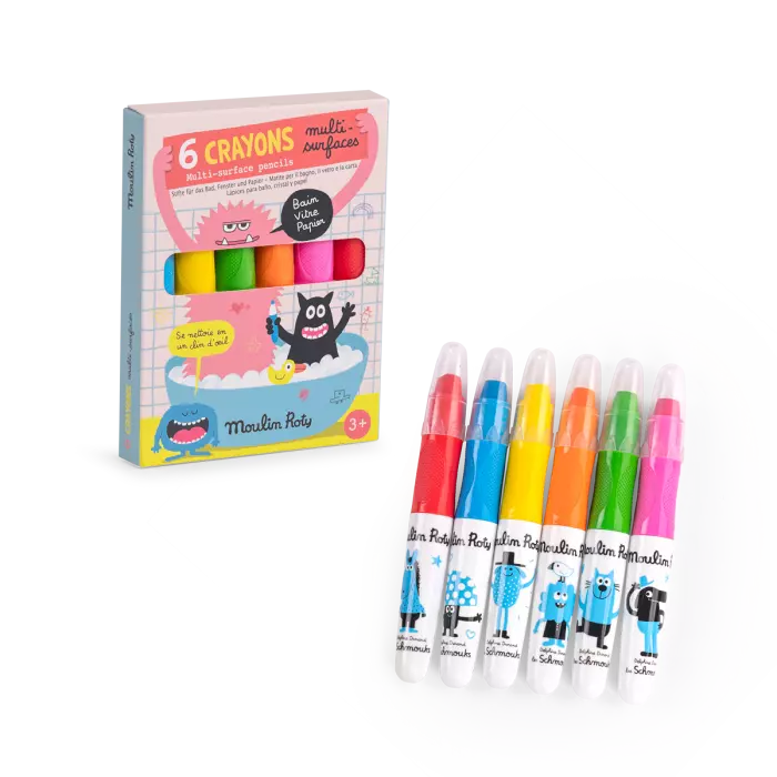 6 crayons multisurfaces Les Shmouks - Moulin roty