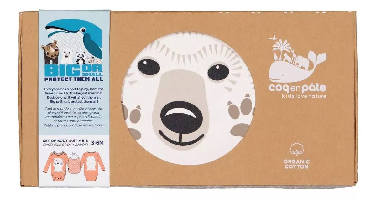 Set body manches longues + bavoir Ours polaire - Coq en pâte