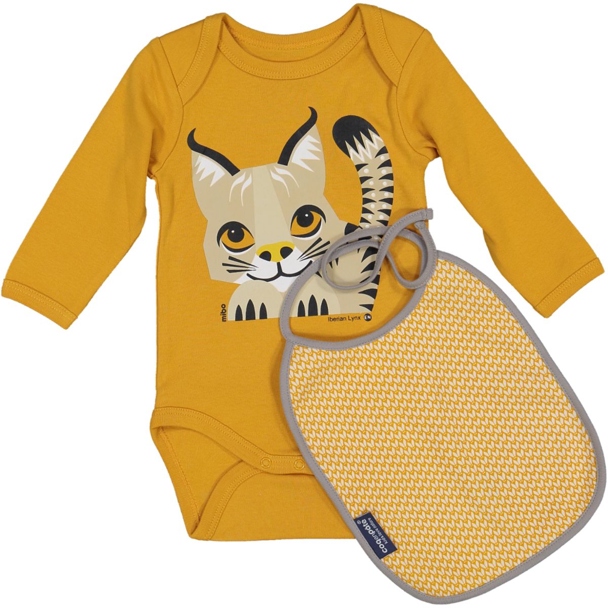 Set body manches longues + bavoir Lynx parcelle - CoQ en pâte