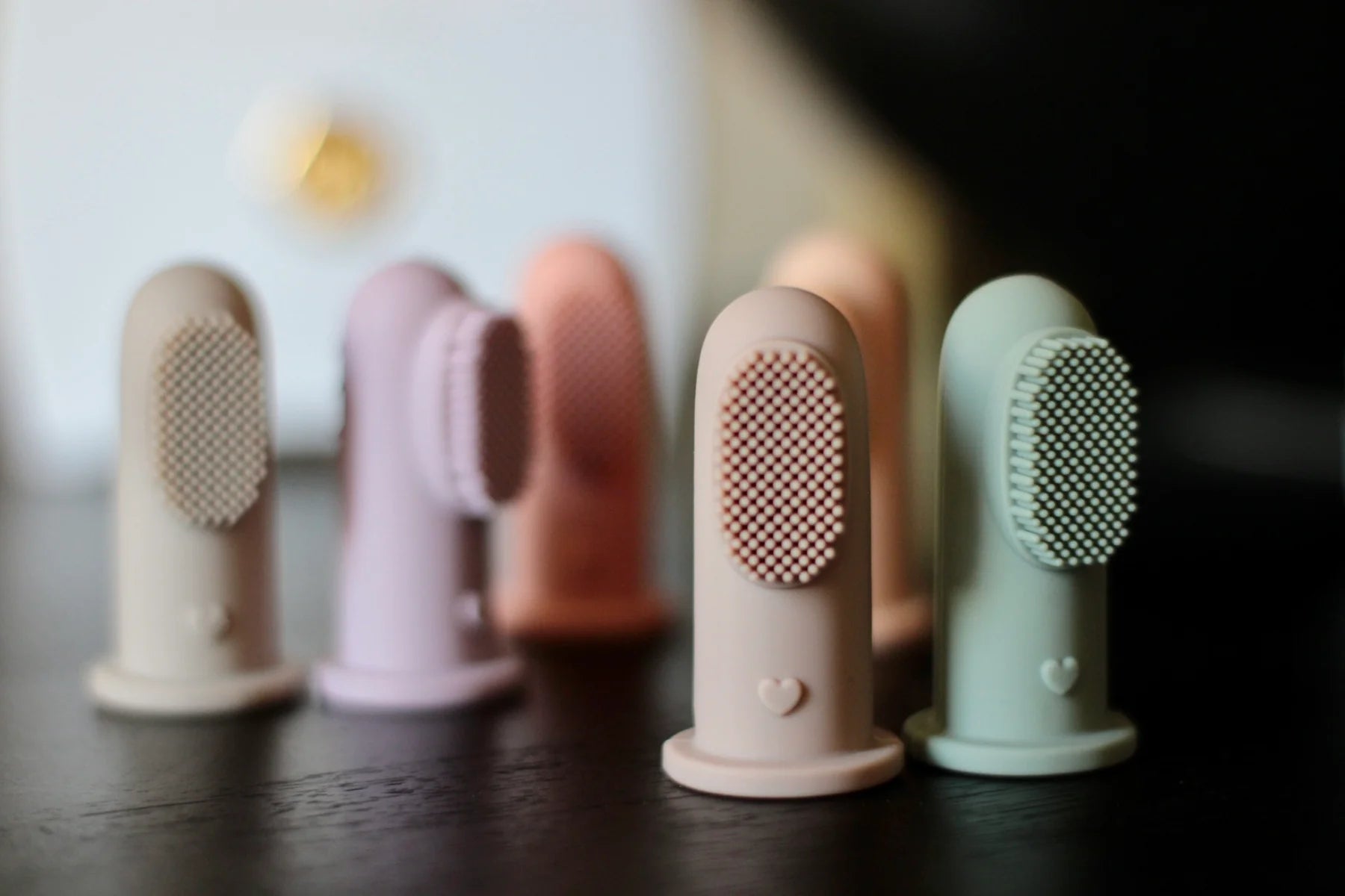 Brosse à dent au doigt taupe/ vert - Soina