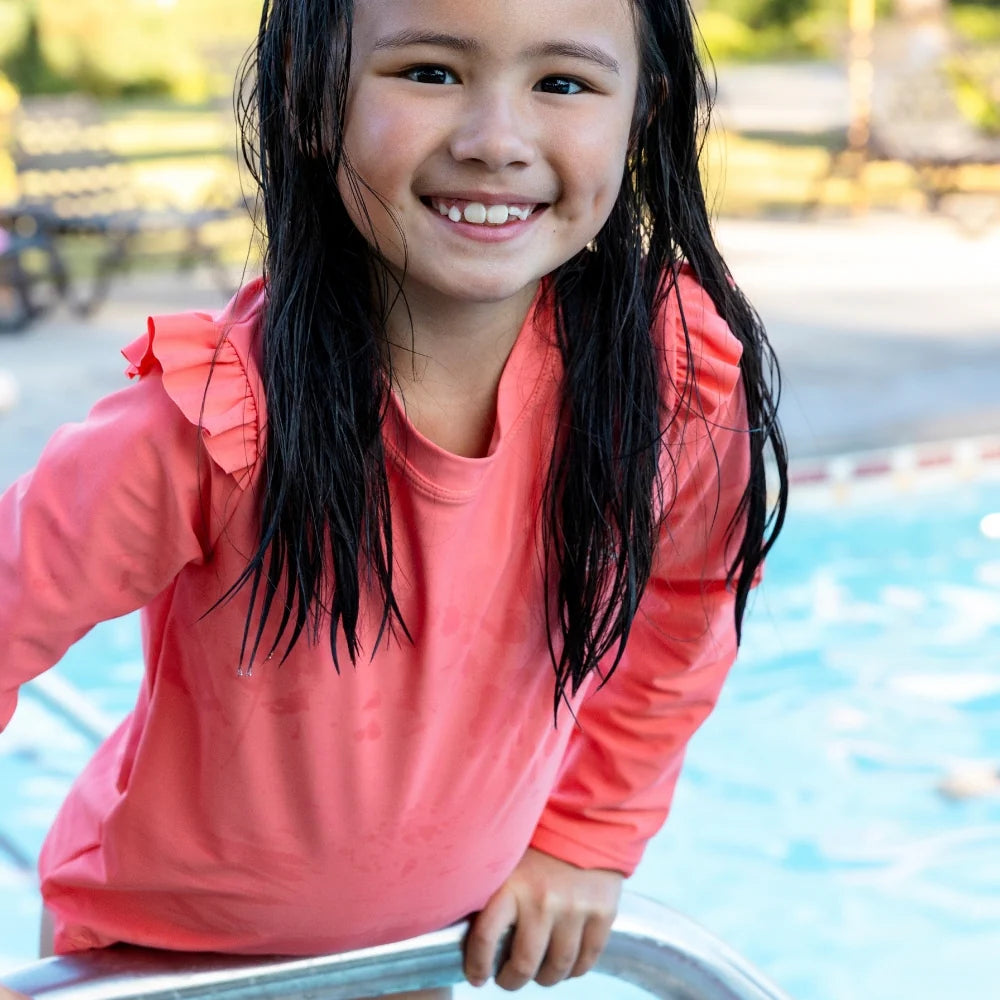 t-shirt de natation uv à manches longues - rose - shell tastic - Swim essentials