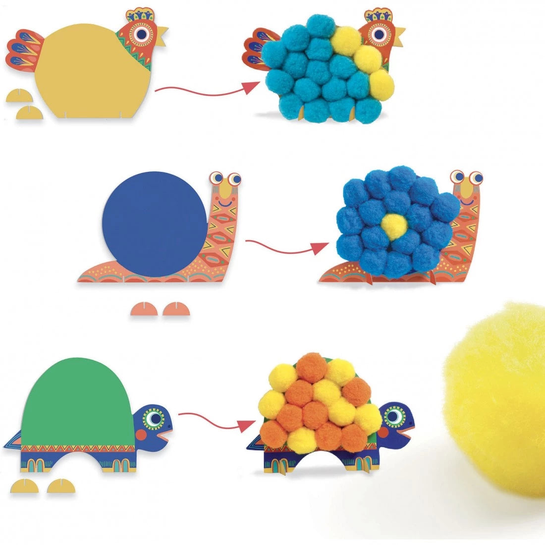 Silhouette et pompon Animaux tout doux - Djeco