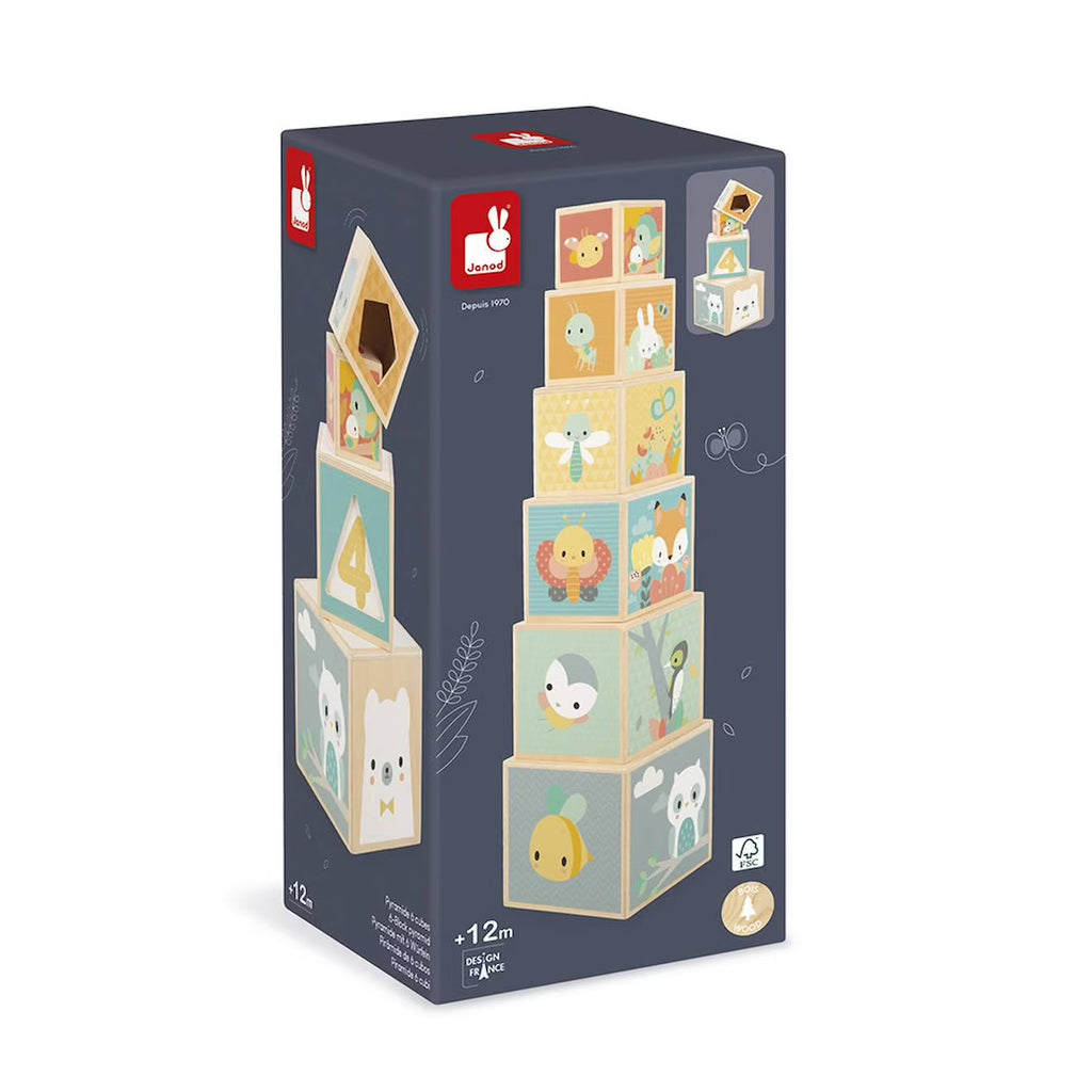 Pyramide 6 cubes en bois - Janod
