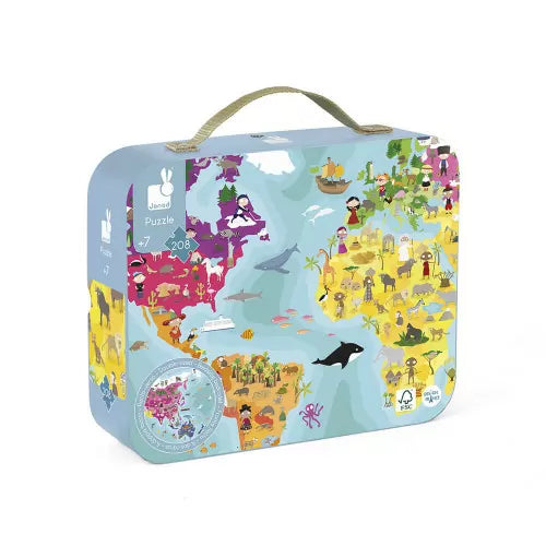 Puzzle carte du monde recto verso 208 pcs - Janod