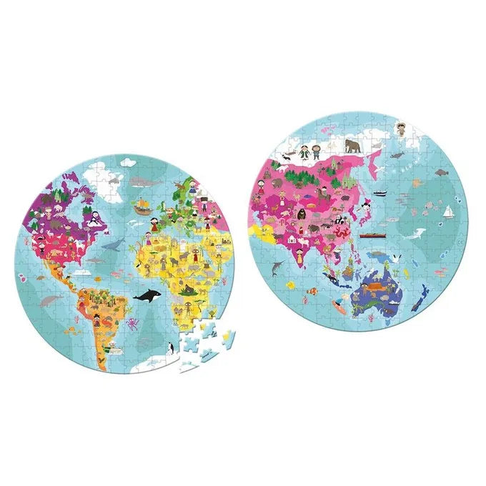 Puzzle carte du monde recto verso 208 pcs - Janod