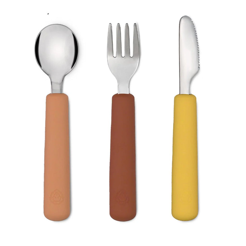 Lot de 3 couverts ocre/ terracotta - Soina