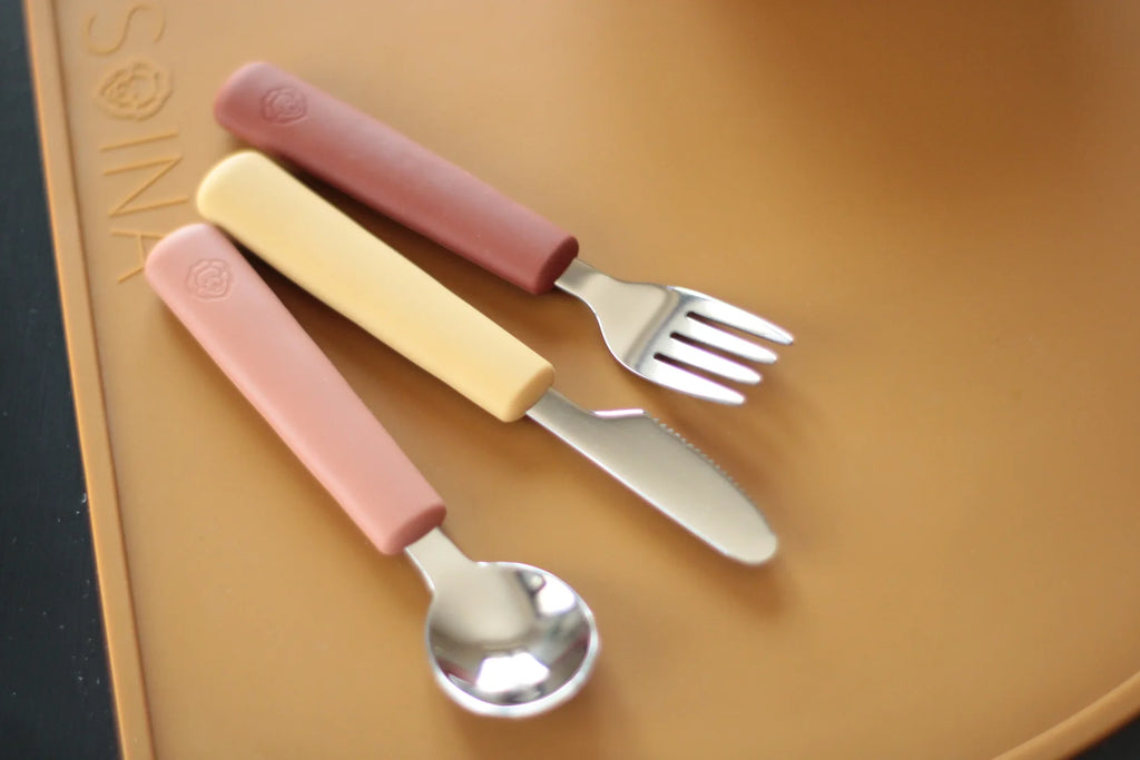 Lot de 3 couverts ocre/ terracotta - Soina