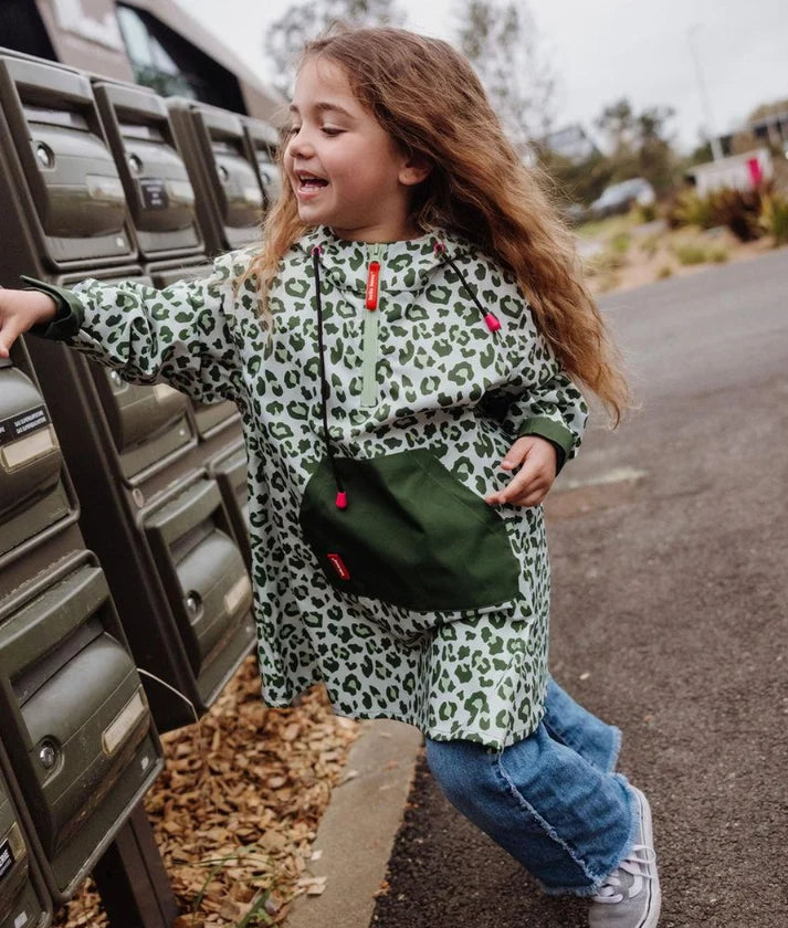 Poncho de pluie enfant Green Léopard - Hello hossy