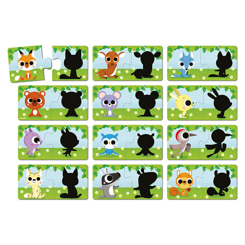 Puzzle les animaux et leurs ombres - Janod
