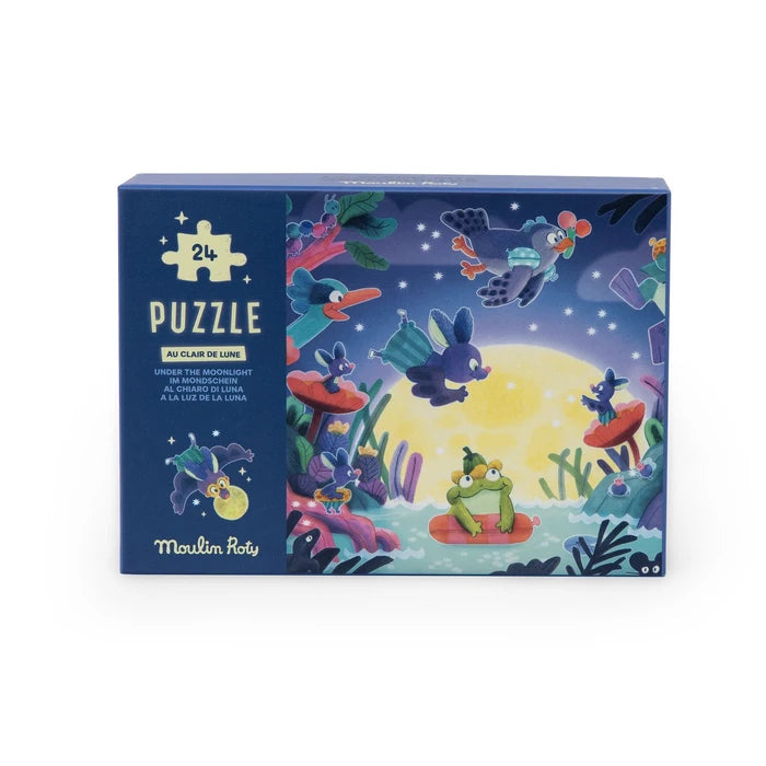 Puzzle phosphorescent au clair de lune la marre aux grenouille - Moulin roty
