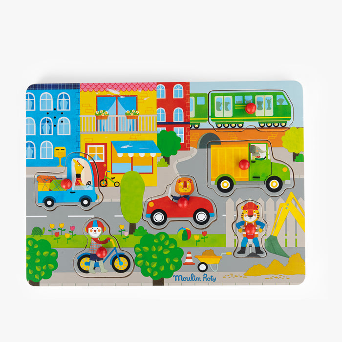 Puzzle sonore ville en bois - Moulin roty