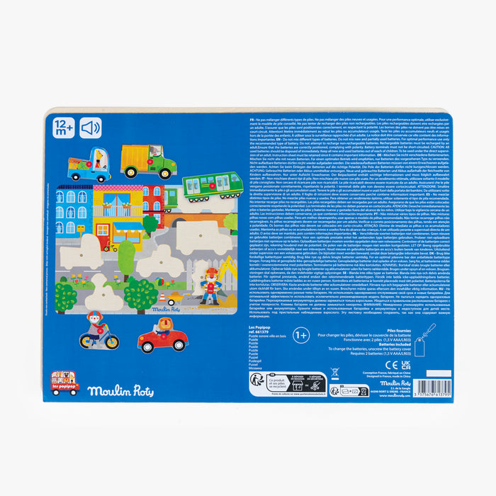 Puzzle sonore ville en bois - Moulin roty
