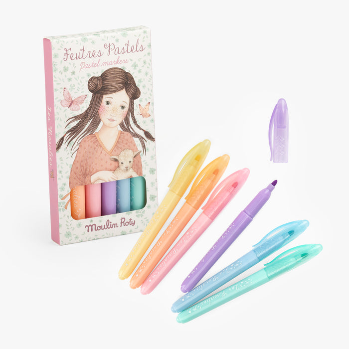 6 feutres pastels Les rosalies - Moulin roty