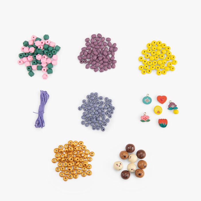 Coffret perles en bois colorées Les minouchkas - Moulin roty