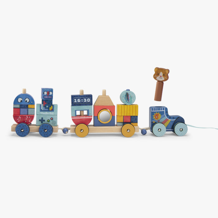 Train rouler à tirer Puce & Pilou - Moulin roty