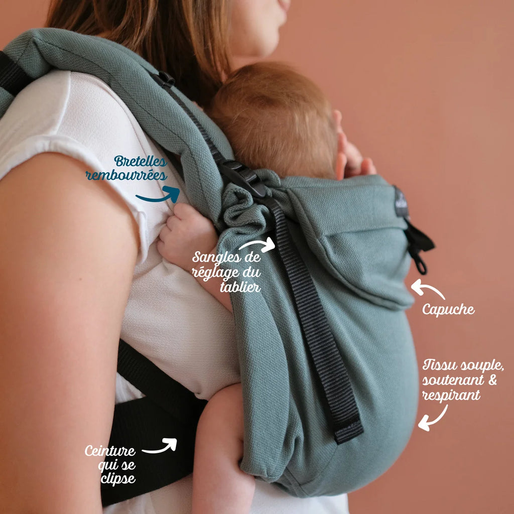 Porte bébé évolutif à clisser Neo préformé Eucalyptus - Neobulle