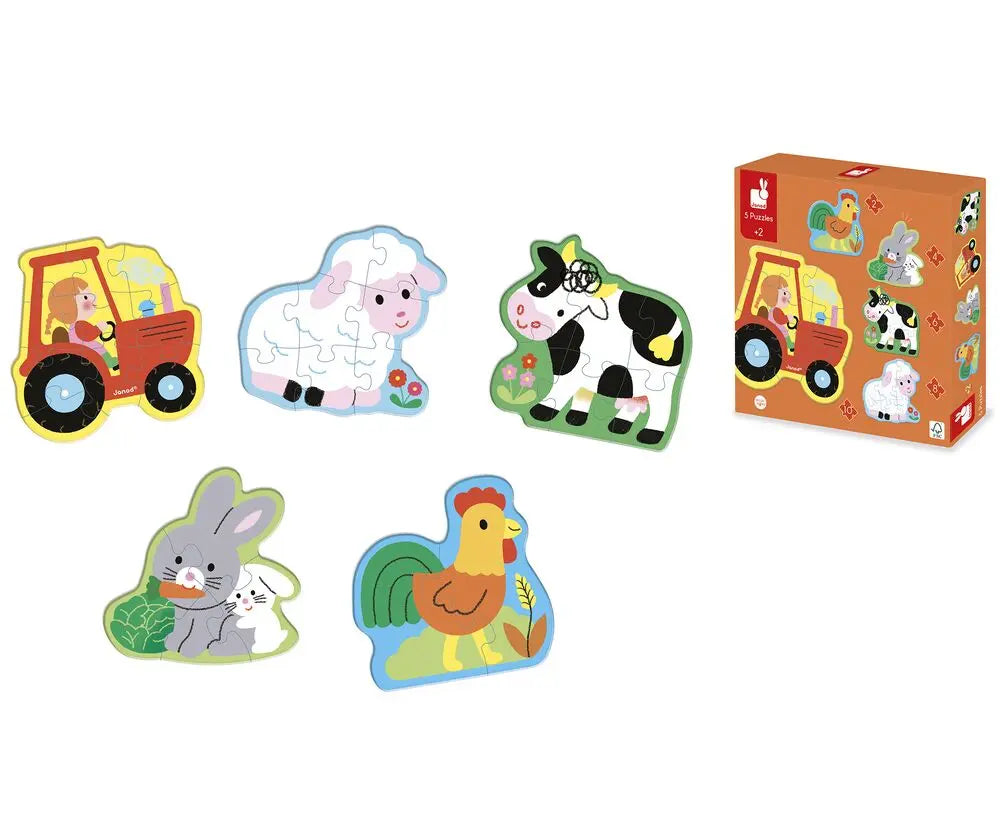 5 puzzles évolutif la Ferme - Janod