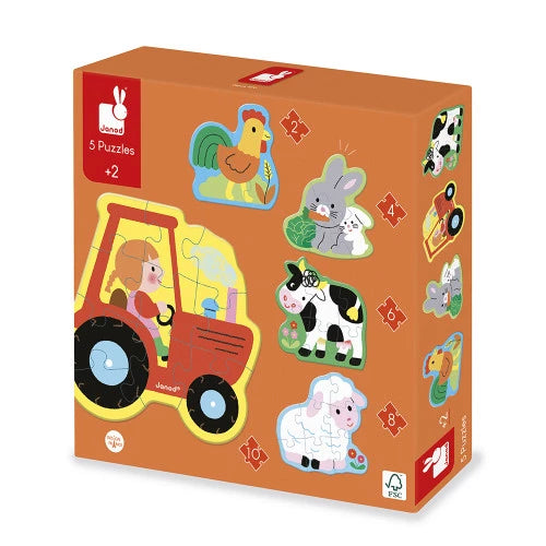 5 puzzles évolutif la Ferme - Janod