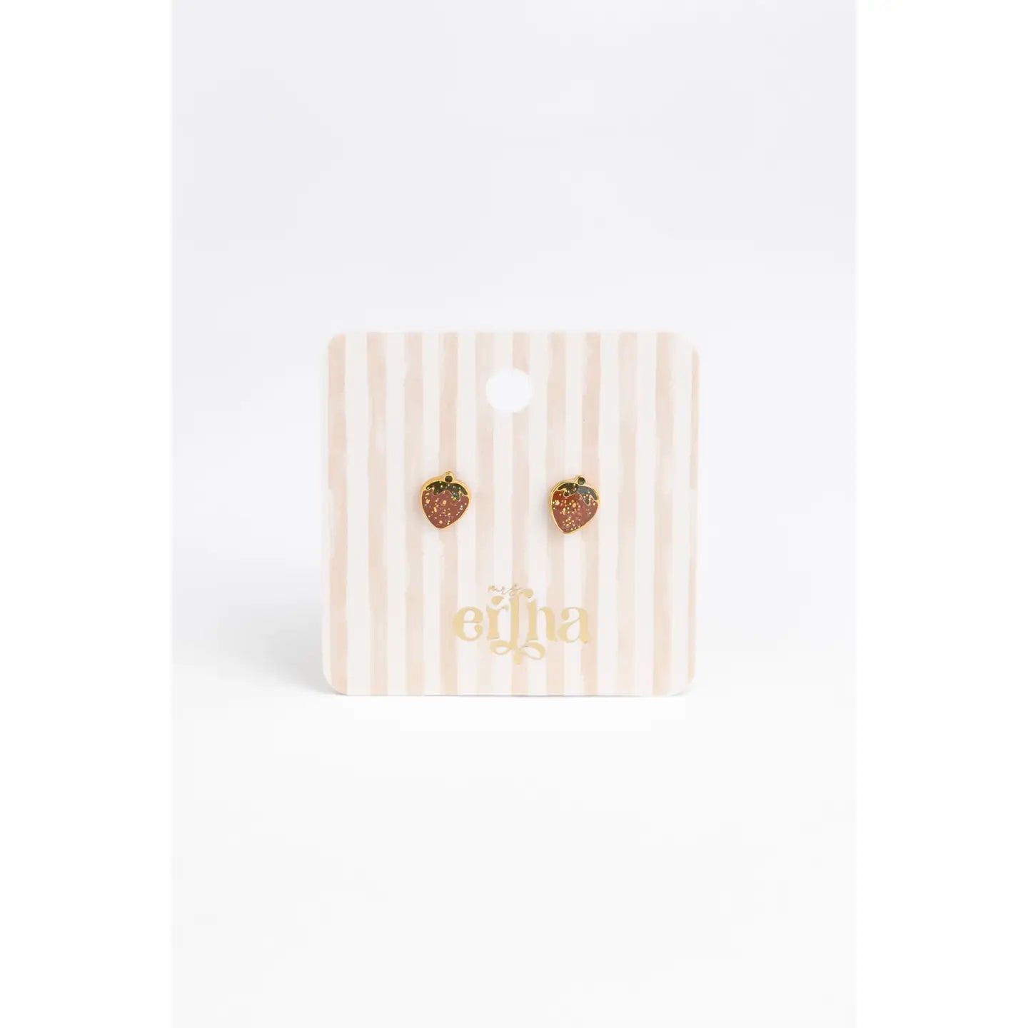 Boucles d'oreilles clous Fraise pailletée - Mrs ertha