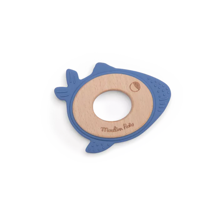 Anneau de dentition bois et silicone (crabe, poulpe ou baleine - les aventures de Paulie - Moulin roty