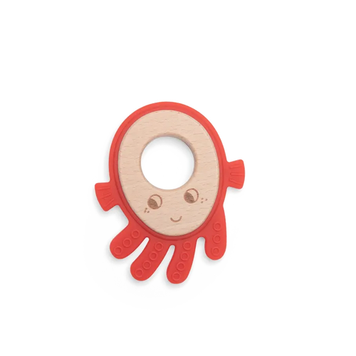 Anneau de dentition bois et silicone (crabe, poulpe ou baleine - les aventures de Paulie - Moulin roty