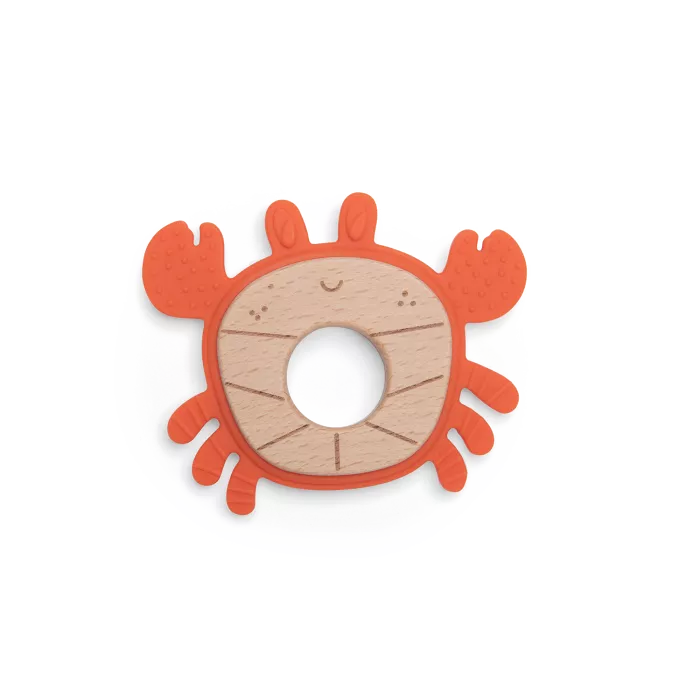 Anneau de dentition bois et silicone (crabe, poulpe ou baleine - les aventures de Paulie - Moulin roty