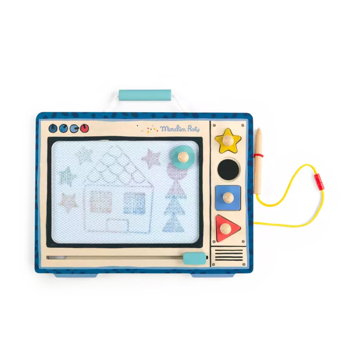 Ardoise télé magnétique en bois Puce et Pilou - Moulin roty