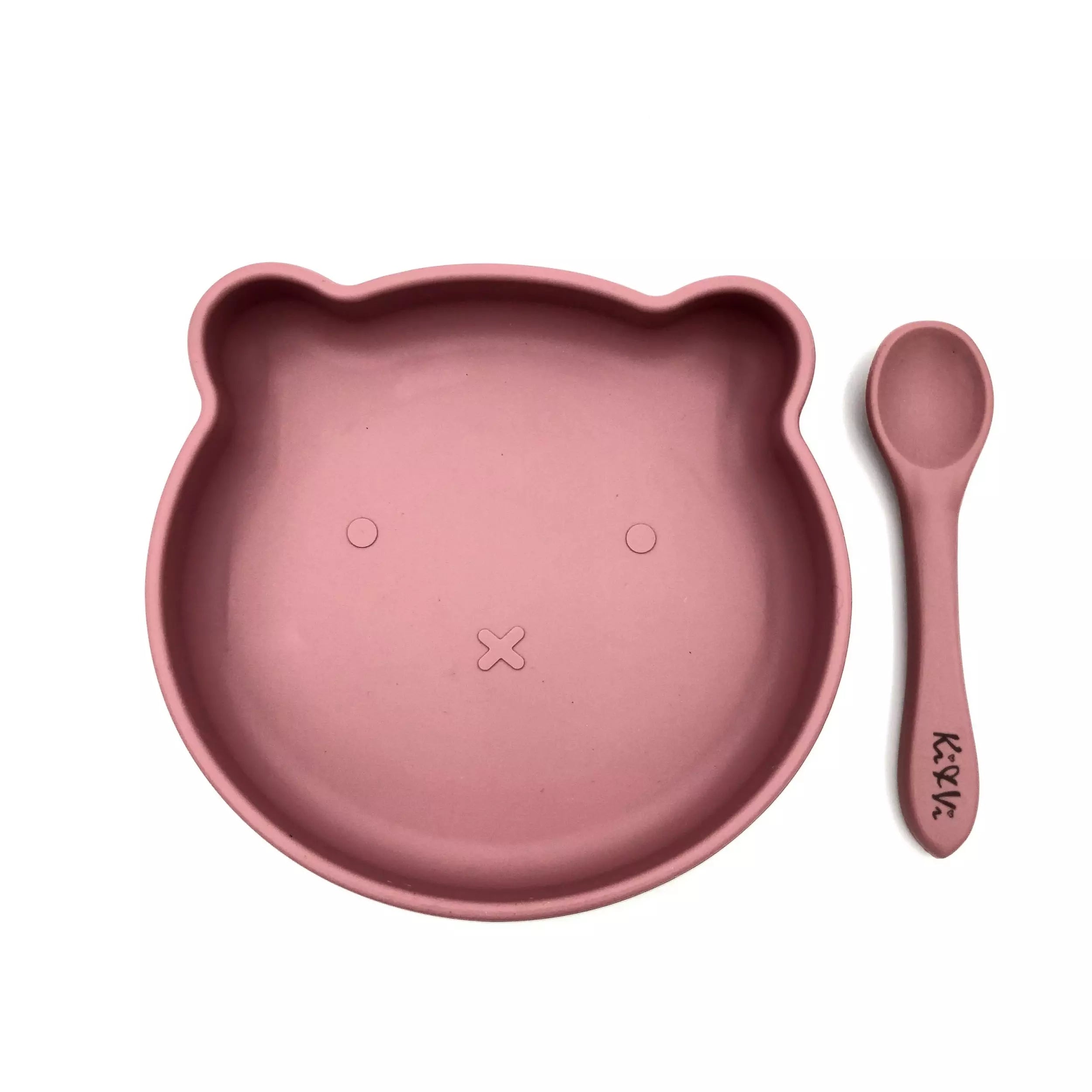Coffret assiette + cuillère silicone à ventouse - Ki&Vi