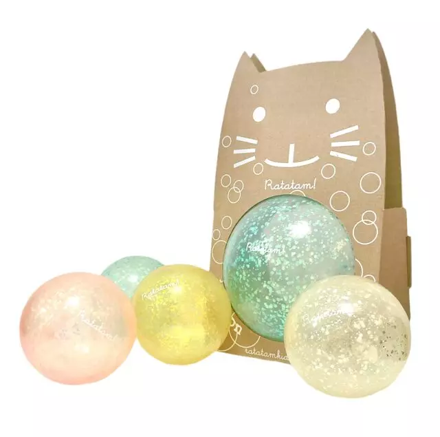 Ballon bulle jaune pailleté 15 cm - Ratatam
