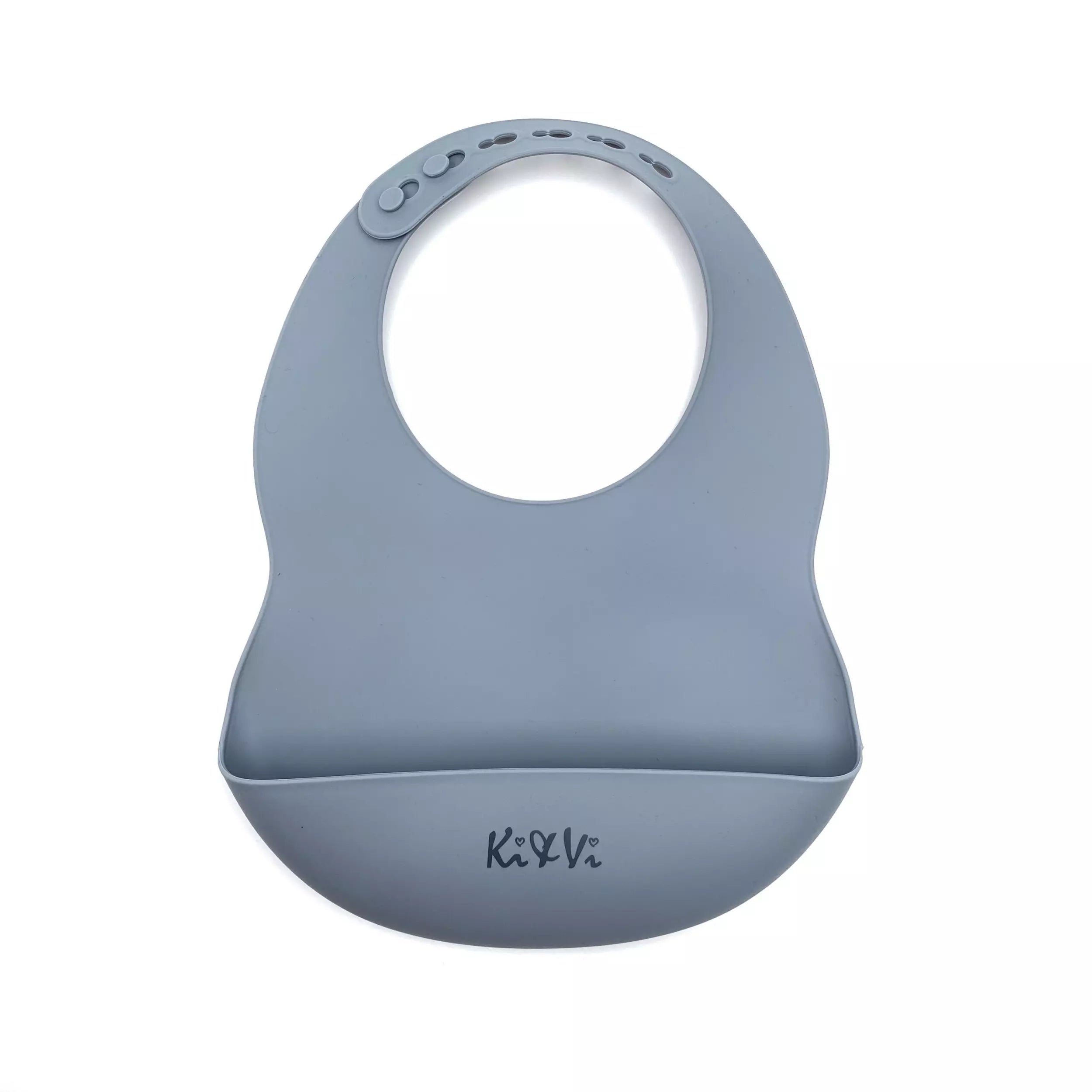 Bavoir silicone bleu/gris - Ki&Vi