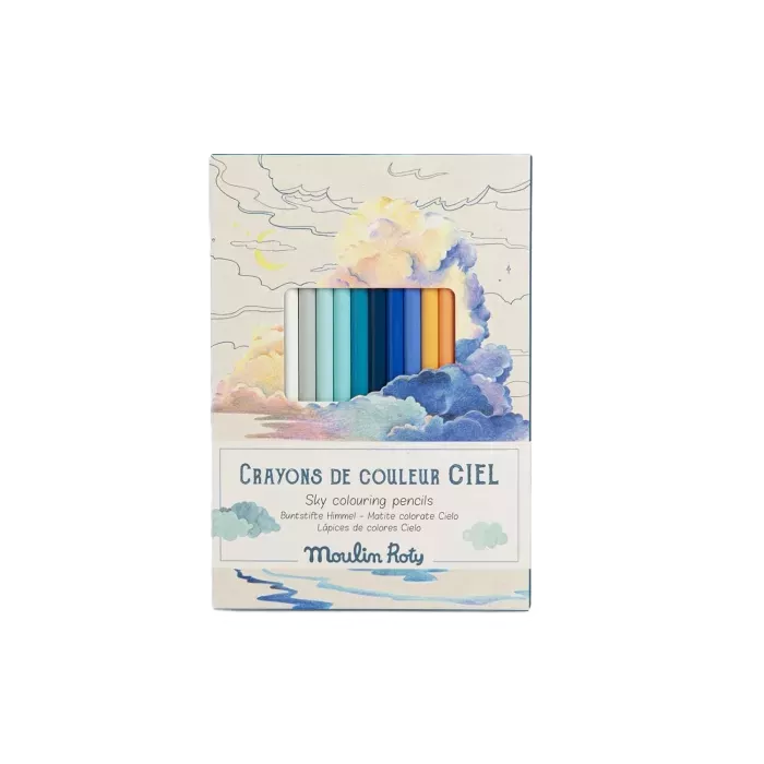Crayons de couleurs + 3 cartes Ciel - Moulin roty