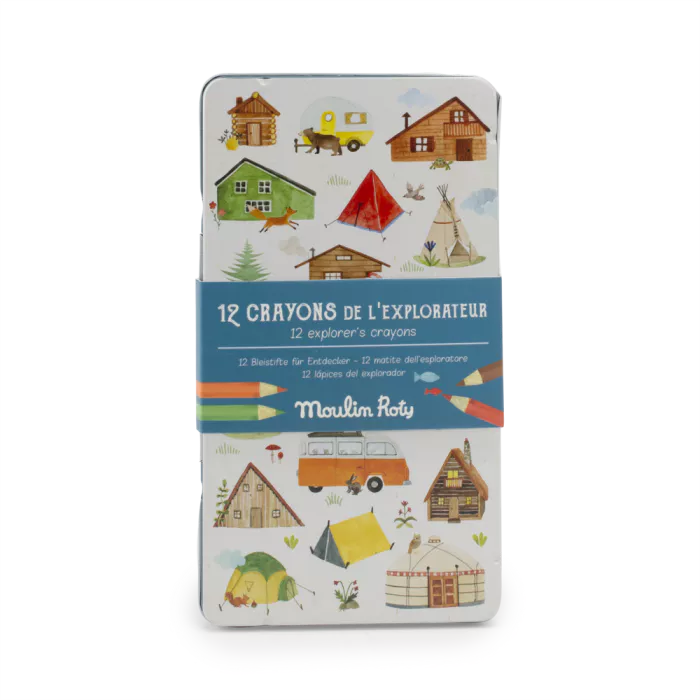 Boite de 12 crayons de couleurs de l'explorateur -  Moulin roty
