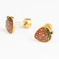 Boucles d'oreilles clous Fraise pailletée - Mrs ertha