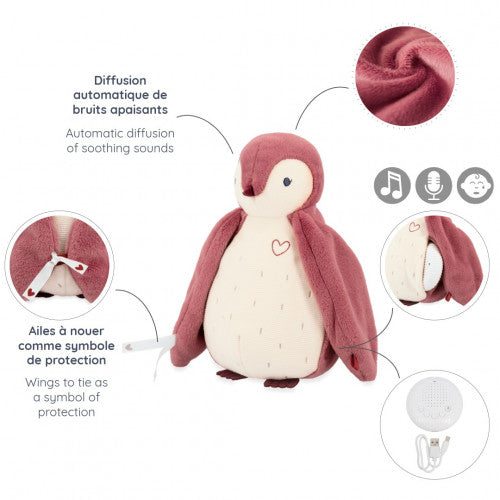 Peluche à bruits blancs Manchot rose - Kaloo