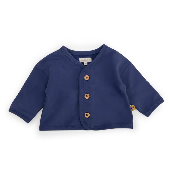 Nico cardigan molleton bleu jungle - Moulin roty