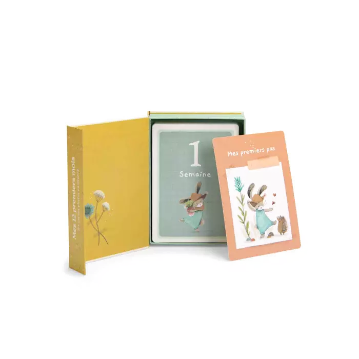 Cartes étapes Mes 12 premières fois trois petits lapins - Moulin roty