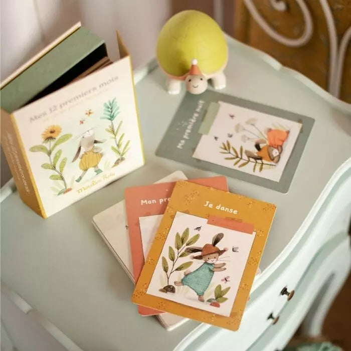 Cartes étapes Mes 12 premières fois trois petits lapins - Moulin roty