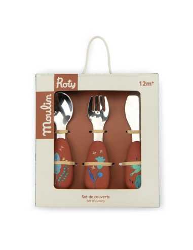 Set de 3 couvert poignée en silicone la forêt de mawa - Moulin roty