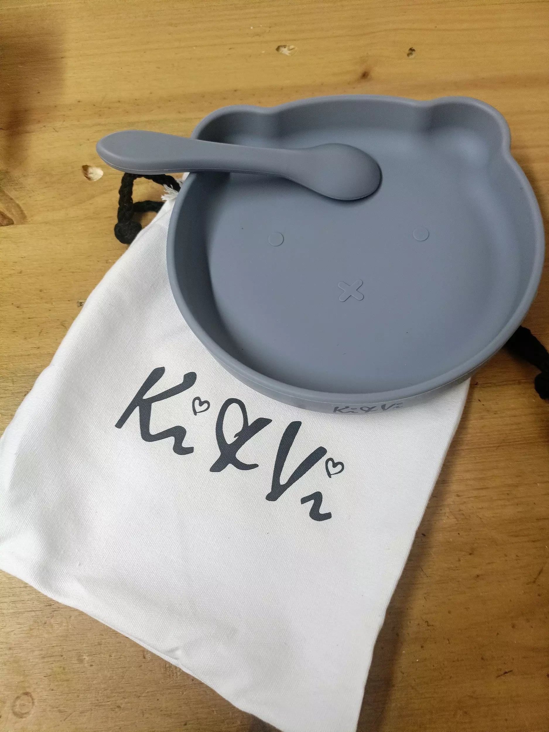 Coffret assiette + cuillère silicone à ventouse - Ki&Vi