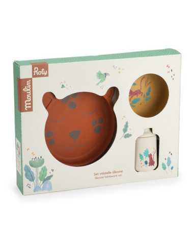 Coffret vaisselle silicone alimentaire La forêt de Mawa - moulin roty