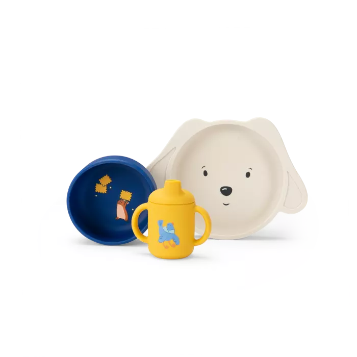 Coffret vaisselle silicone alimentaire Puce & Pilou - Moulin roty