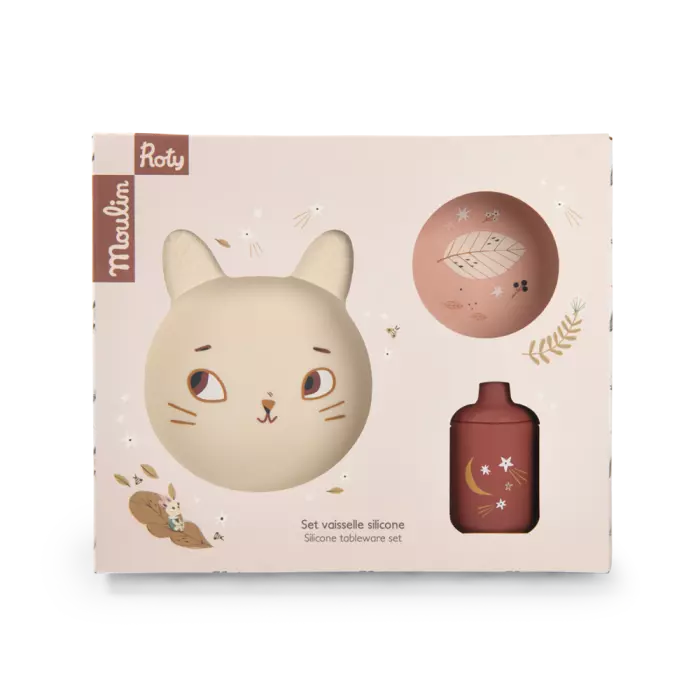 Coffret vaisselle silicone alimentaire Après la pluie - Moulin roty