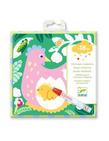 Coloriage magique coucou caché maman-bébé du jardin - Djeco
