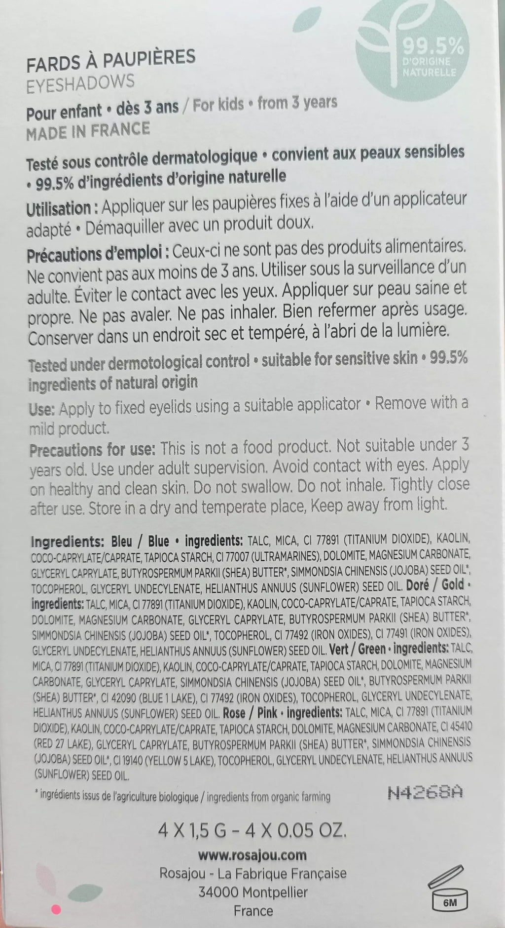 Fards à paupières vegan - Rosajou