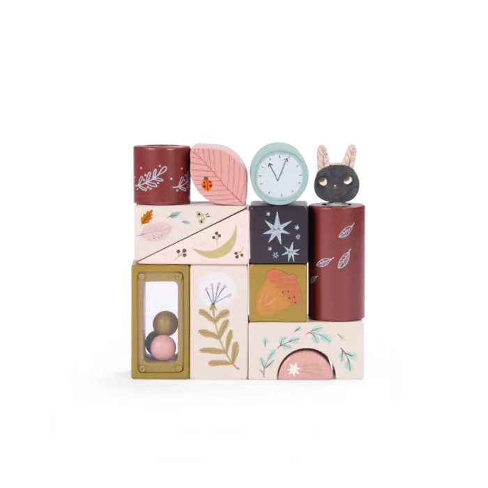 Cubes d'activités en bois après la pluie - Moulin roty