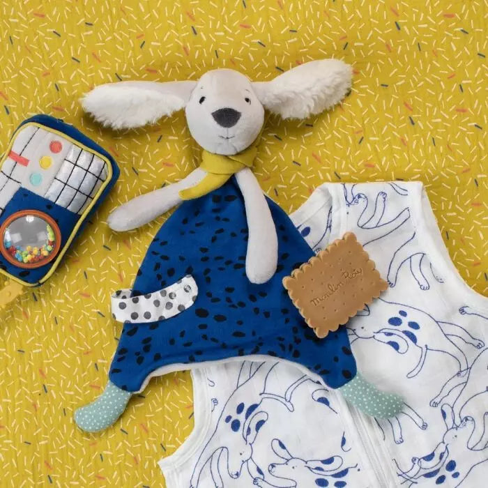 Doudou chien Pilou bleu puce & pilou - Moulin roty