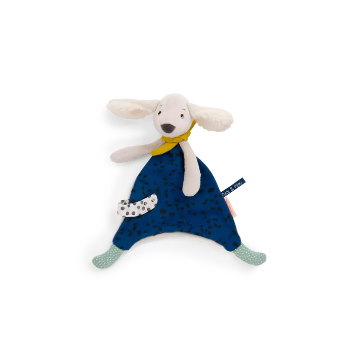 Doudou chien Pilou bleu puce & pilou - Moulin roty