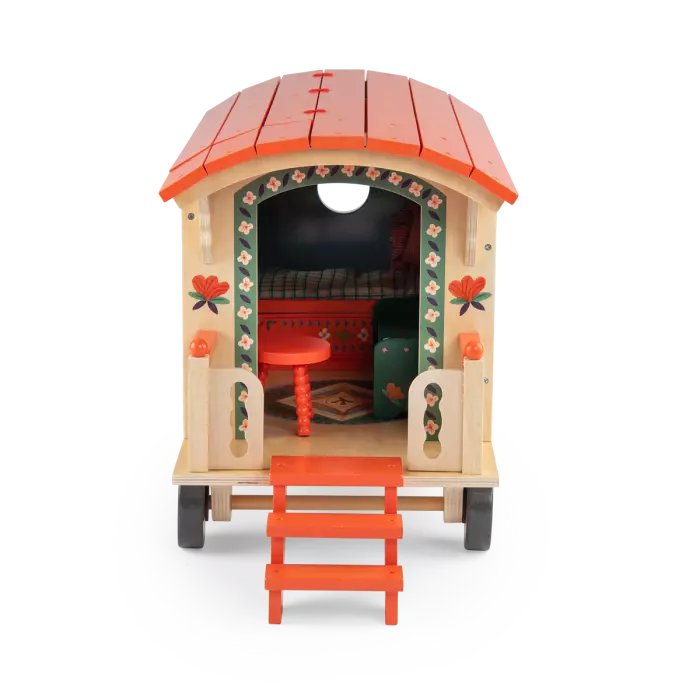 Roulotte en bois avec accessoires Les Minouchkas - Moulin roty